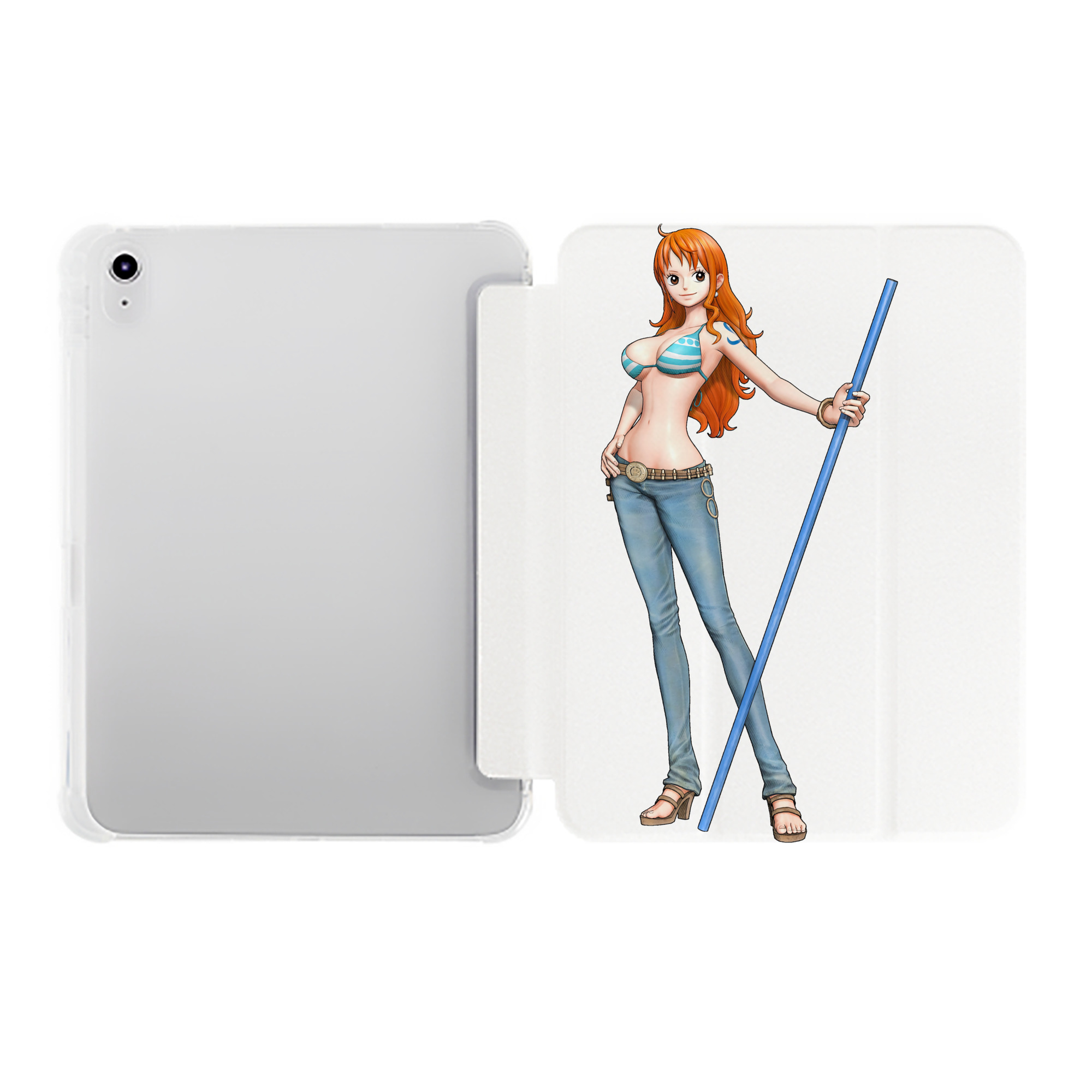（画像用） ワンピース ナミ ONE PIECE Nami IPad ケース ペン収納付き 三つ折りスタンド PUレザー×シリコン 対応機種9.5/10.5/10.9インチ